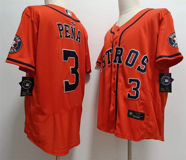 Mens Houston Astros #3 Jeremy Pena Nike Orange Alternate Flexbase Player Jersey