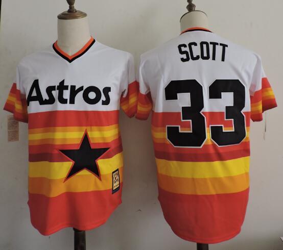 Men's Houston Astros Throwback Player #33 MIKE SCOTT 1985 Majestic Cooperstown Throwback Baseball Jersey