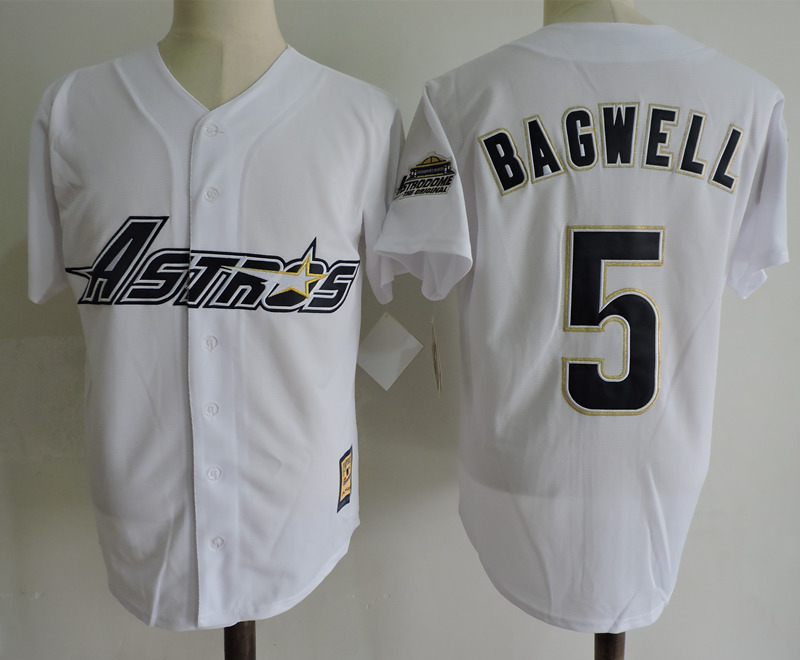 Men's Houston Astros #5 Jeff Bagwell White Throwback Pullover Cooperstown Jersey