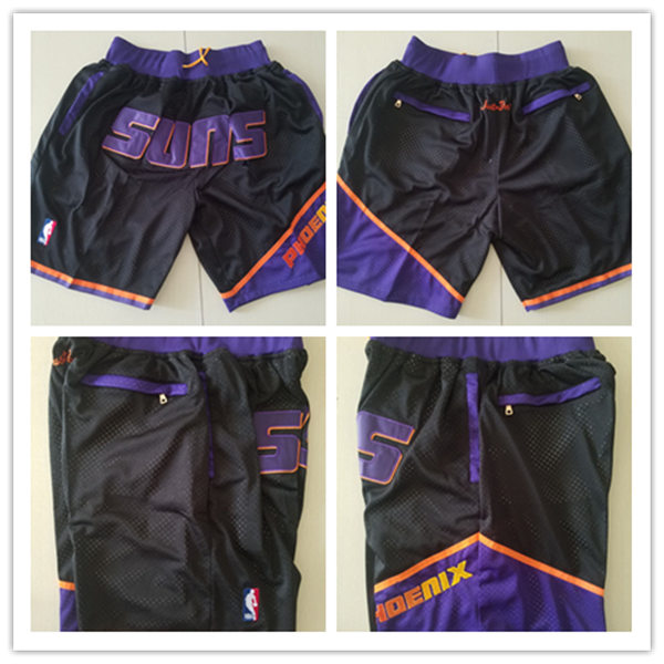 Mens Phoenix Suns Black  Embroidered 4 Pockets Justdon Shorts