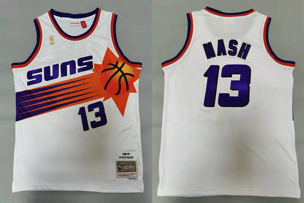 Mens Phoenix Suns #13 Steve Nash White Hardwood Classics Throwback Jersey