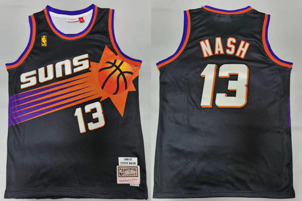 Mens Phoenix Suns #13 Steve Nash Black Hardwood Classics Throwback Jersey