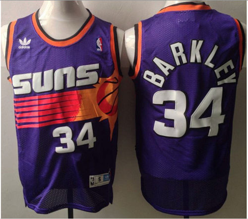 Men's Phoenix Suns #34 Charles Barkley Puple Throwback Swingman Jersey
