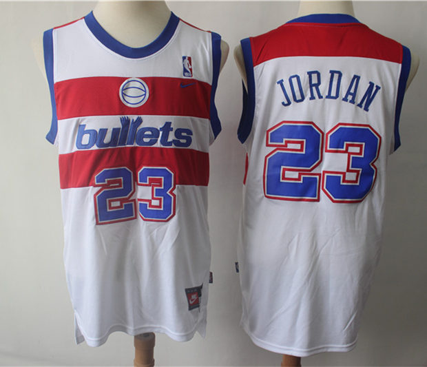 Men's Washington Wizards #23 Michael Jordan Nike Home White Throwback Jersey