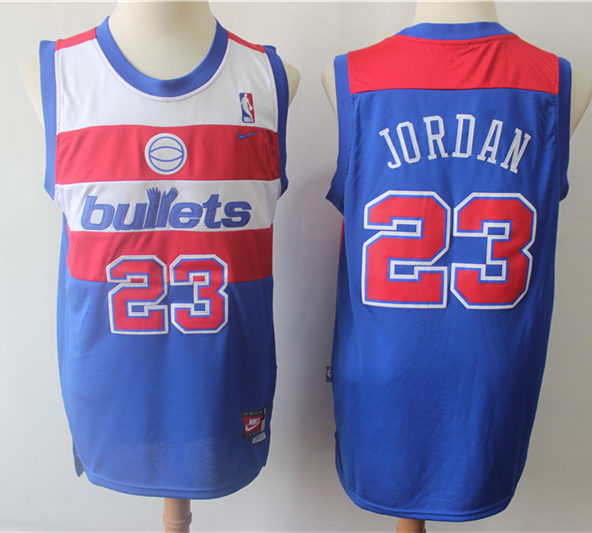 Men's Washington Bullets #23 Michael Jordan Nike Blue Throwback Jersey