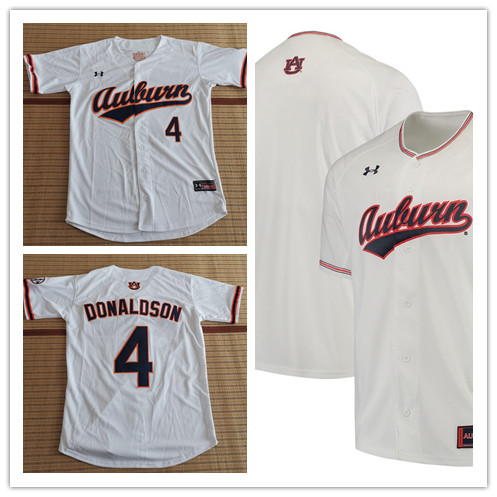 Men's NCAA Auburn Tigers #4 Josh Donaldson White Under Armour College Baseball Jersey