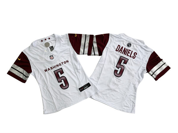 Womens Washington Commanders #5 Jayden Daniels Nike White Away Limited Jersey