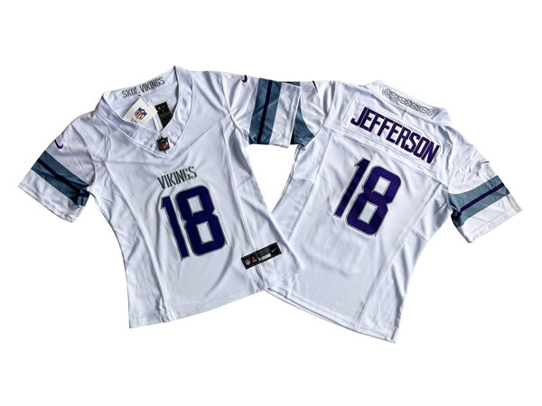 Women's Minnesota Vikings #18 Justin Jefferson Nike White Alternate Vapor F.U.S.E. Winter Warrior Limited Jersey