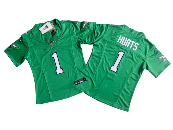 Womens Philadelphia Eagles #1 Jalen Hurts Kelly Green Alternate Legend Jersey - Jersey