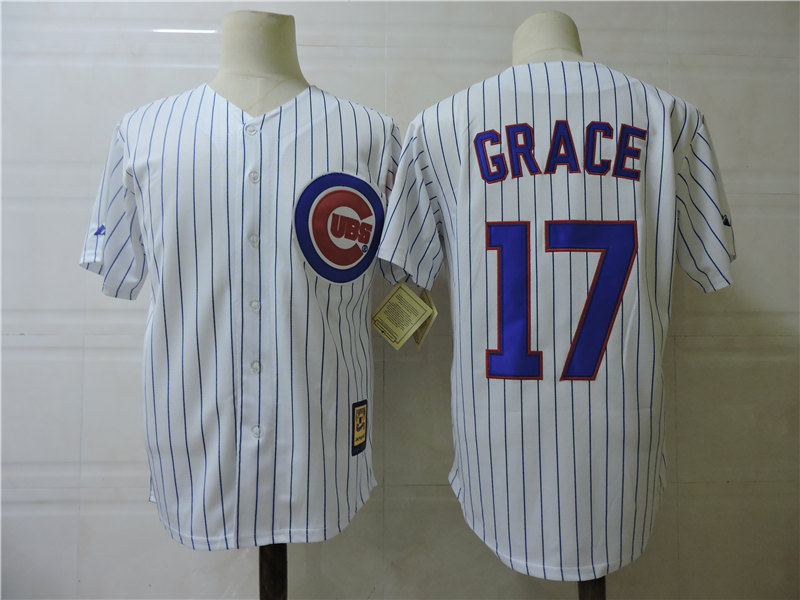 Men's Chicago Cubs #17 MARK GRACE 1992 Home White Throwback Baseball Jersey