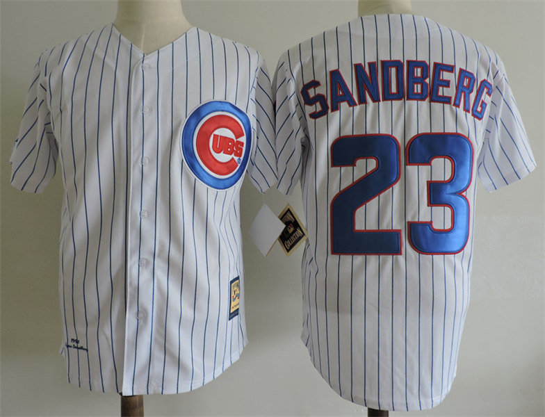 Men's Chicago Cubs #23 Ryne Sandberg White Home 2015 MLB Cool Base Jersey