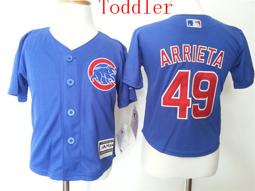 Toddler Chicago Cubs #49 Jake Arrieta Alternate Blue 2015 Cool Base Jersey