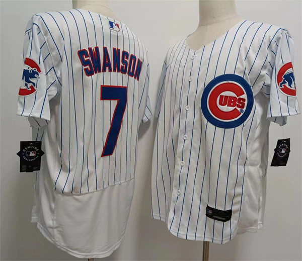 Mens Chicago Cubs #7 Dansby Swanson Nike White Home FlexBase Player Jersey