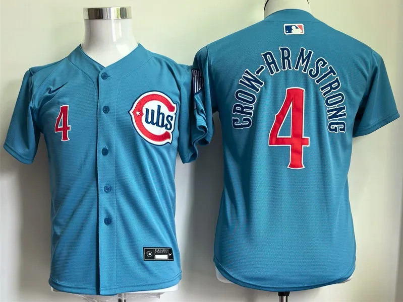 Youth Chicago Cubs #4 Pete Crow-Armstrong Nike Blue Alternate Limited Jersey