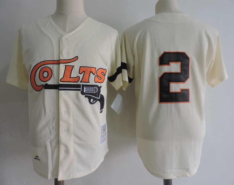 Mens Houston Colts 45s #2 Nellie Fox Cream Mitchell & Ness Throwback Baseball Jersey