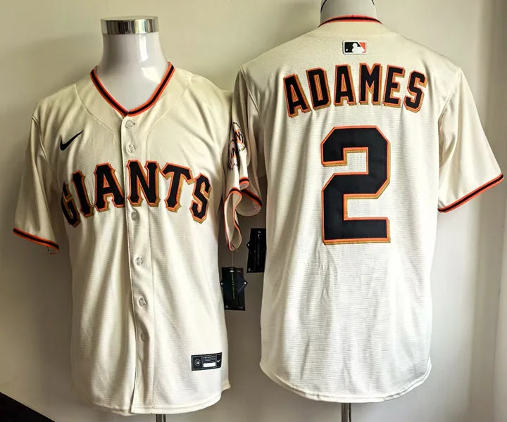 Mens San Francisco Giants #2 Willy Adames Nike Cream Home Limited Player Jersey