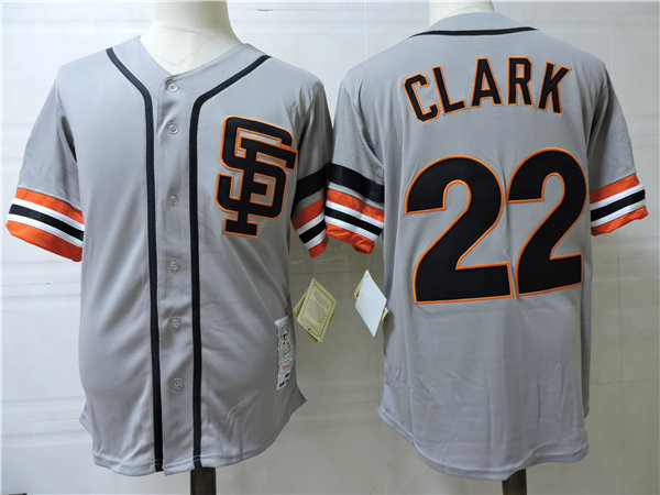 Men's San Francisco Giants #22 Will Clark 1989 Gray Throwback Jersey