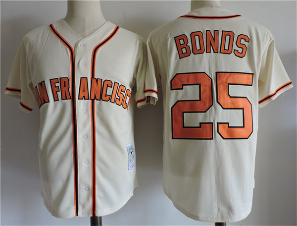 Men's San Francisco Giants #25 Barry Bonds Mitchell & Ness Cream Throwback Jersey