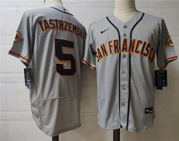Men's San Francisco Giants #5 Mike Yastrzemski Nike Grey Road Flexbase Jersey