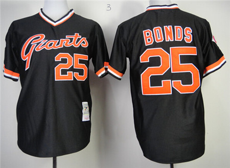 Men's San Francisco Giants #25 Barry Bonds Black Pullover Throwback Jersey