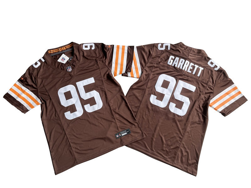 Mens Cleveland Browns #95 Myles Garrett Nike Brown Home 2023 F.U.S.E. Vapor Limited Jersey
