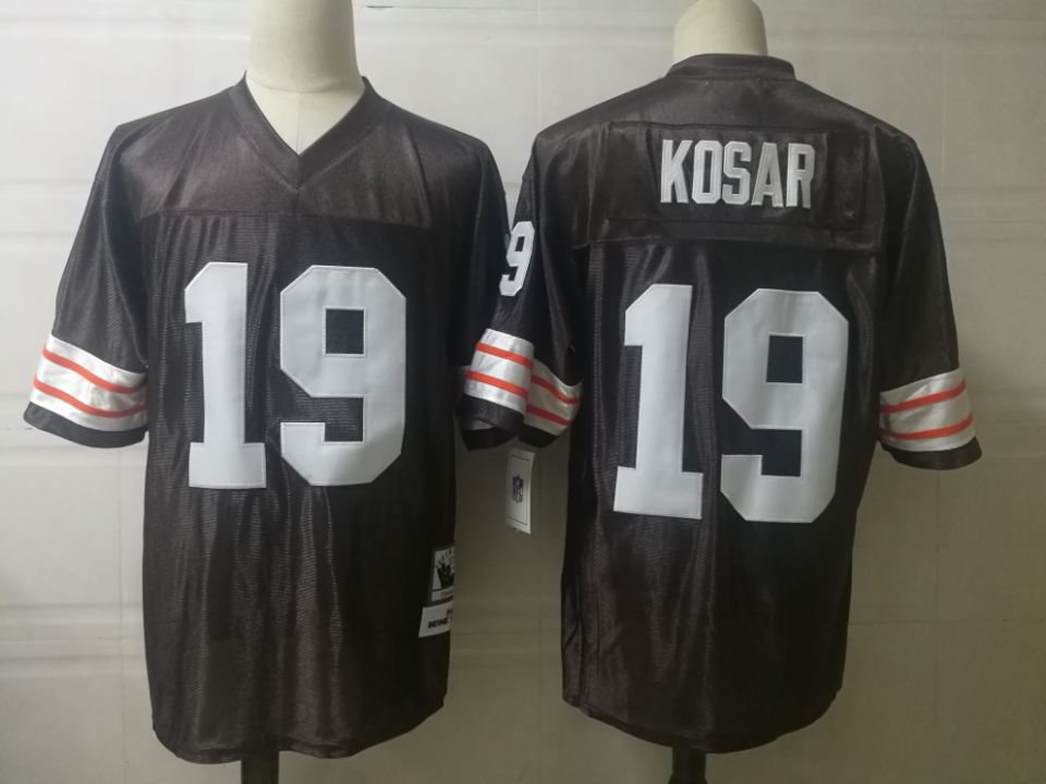 Mens Cleveland Browns #19 Bernie Kosar Mitchell&Ness Brown Throwback Jersey