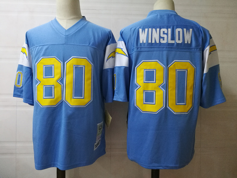 Men's San Diego Chargers #80 Kellen Winslow Powder Blue Throwback Football Jersey