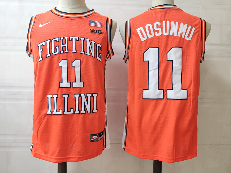 Men's Illinois Fighting Illini #11 Ayo Dosunmu 20-21 Orange Nike Basketball Jersey