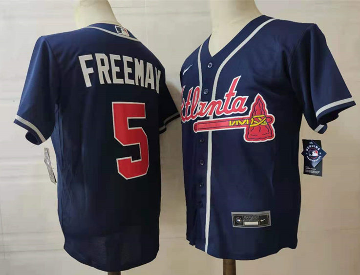 Men's Atlanta Braves #5 Freddie Freeman Nike Navy Alternate Cool Base Jersey