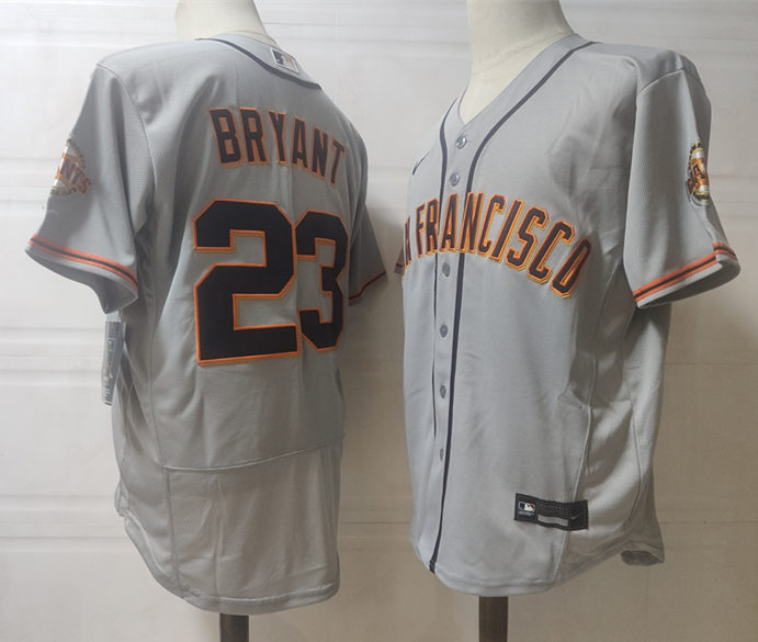 Mens San Francisco Giants #23 Kris Bryant Nike Grey Road Flexbase Jersey