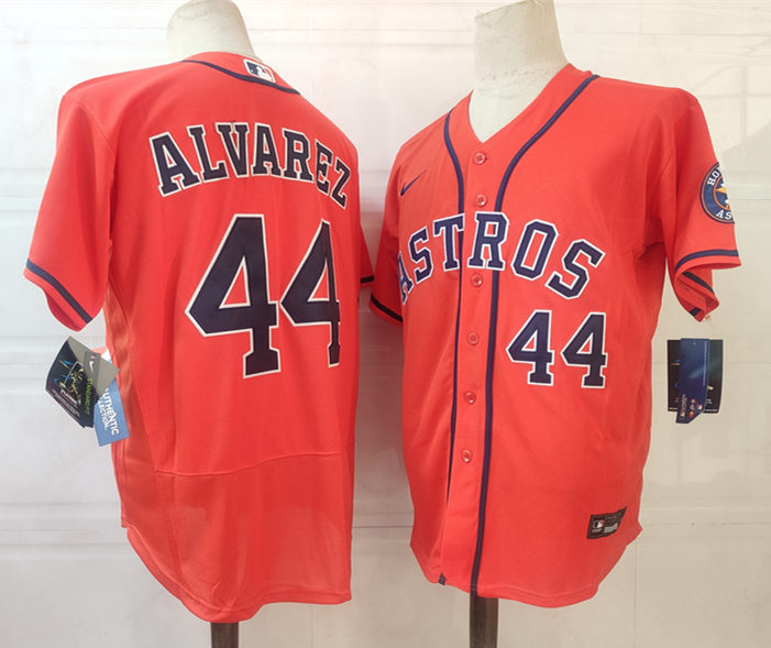 Mens Houston Astros #44 Yordan Alvarez Nike Orange Alternate Flexbase Jersey