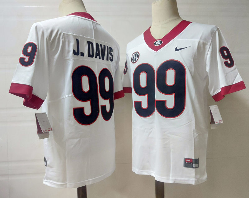 Mens Georgia Bulldogs #99 Jordan Davis Nike 2018 white football jersey