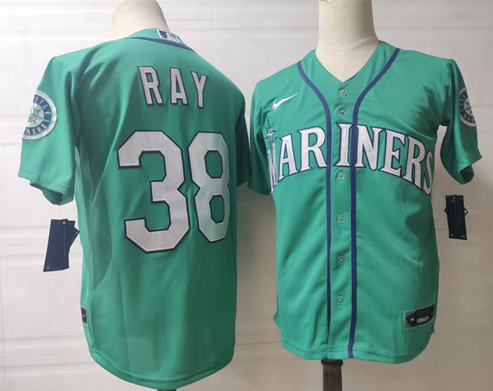 Mens Seattle Mariners #38 Robbie Ray Nike Aqua Alternate Cool Base Jersey