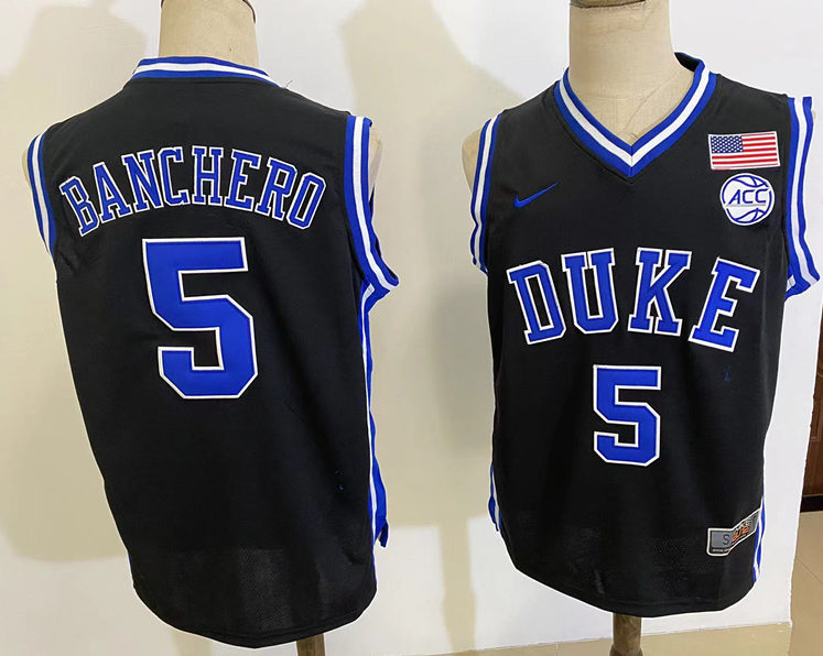 Mens Duke Blue Devils #5 Paolo Banchero Nike Black College Basketball Game Jersey