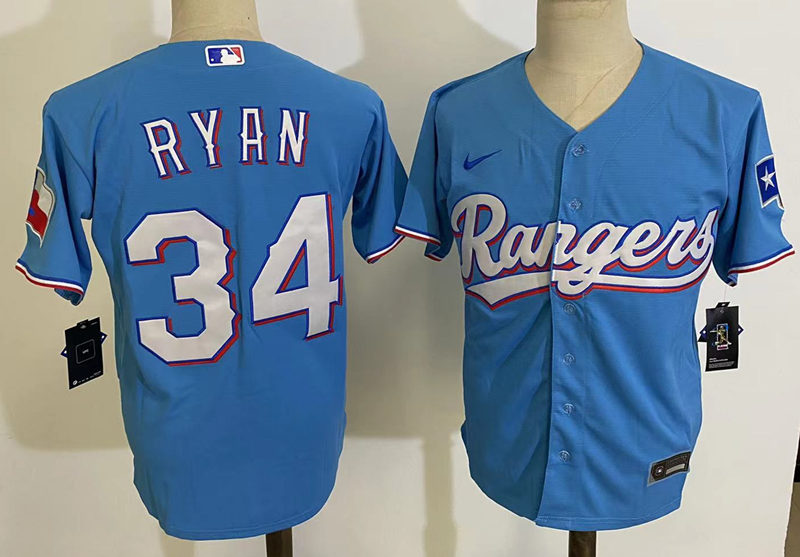 Mens Texas Rangers Retired Player #34 Nolan Ryan Nike Blue Alternate CoolBase Player Jersey