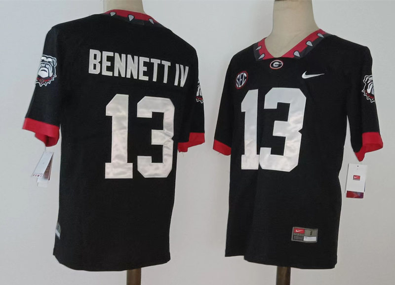Mens Georgia Bulldogs #13 Stetson Bennett IV Nike 2020 Black Mascot College Football Game Jersey