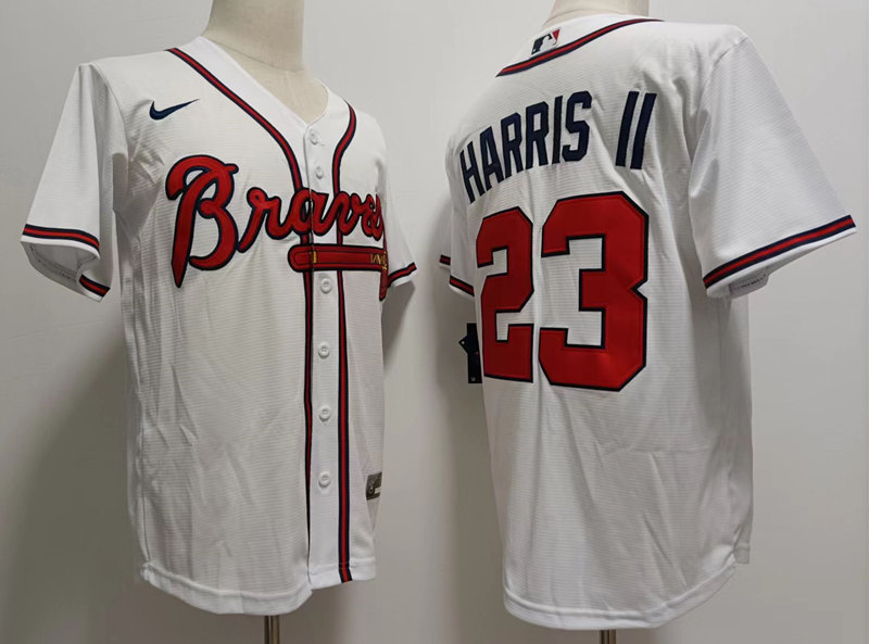 Mens Atlanta Braves #23 Michael Harris II Home White Stitched CoolBase Jersey