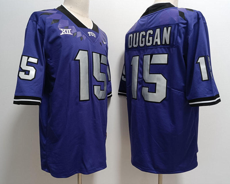 Mens TCU Horned Frogs #15 Max Duggan Nike 2022 Purple College Football Game Jersey