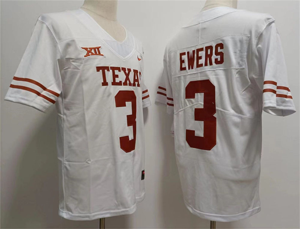 Men's Texas Longhorns #3 Quinn Ewers Nike 2022 White Football Game Jersey