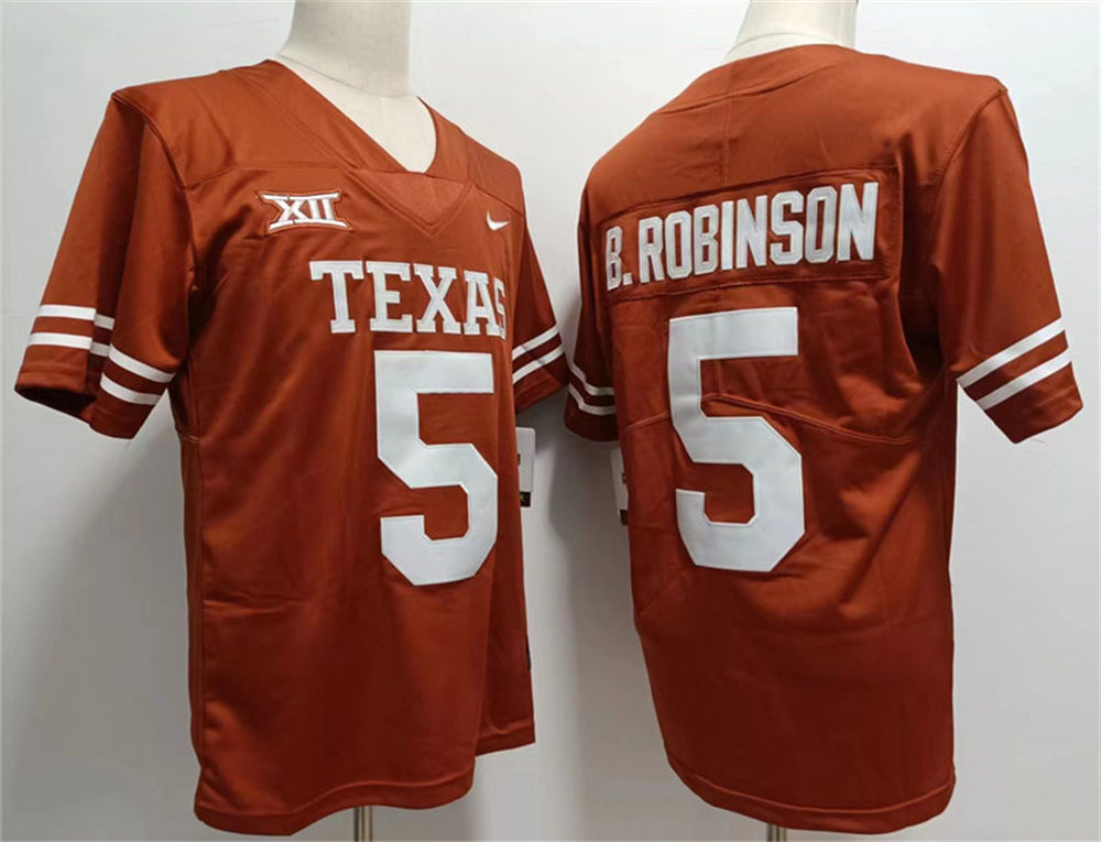 Men's Texas Longhorns #5 Bijan Robinson Nike 2022 Orange Football Game Jersey
