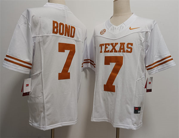 Mens Texas Longhorns #7 Isaiah Bond 2024 SEC White College Football Game Jersey