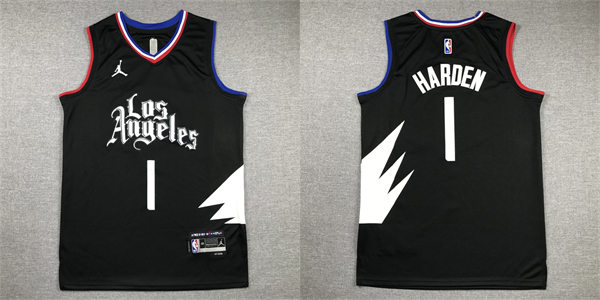 Mens Los Angeles Clippers #1 James Harden  2023-24 Black Statement Edition Jersey