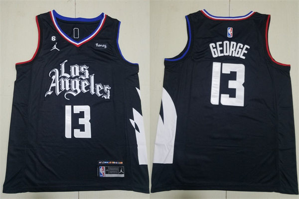 Mens LA Clippers #13  Paul George 2022-23 Black Statement Edition Jersey