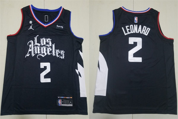 Mens Los Angeles Clippers #2 Kawhi Leonard 2022-23 Black Statement Edition Jersey