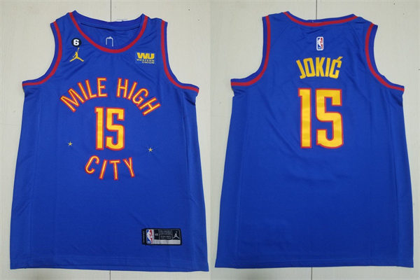 Mens Denver Nuggets #15 Nikola Jokic High City Blue 2022-23 Statement Edition Swingman Jersey