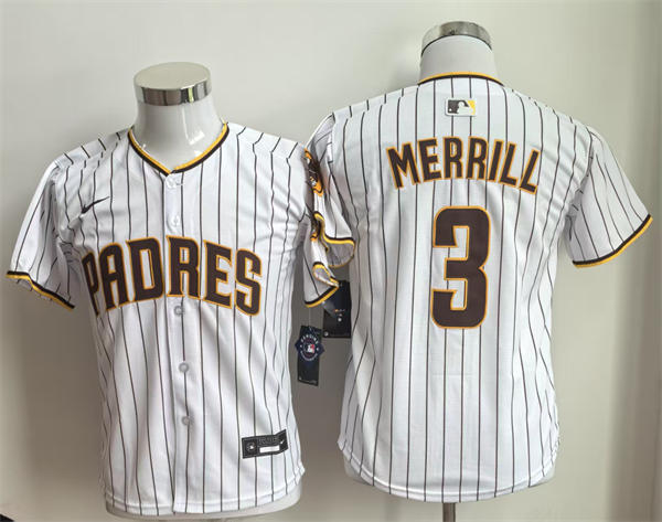Youth San Diego Padres #3 Jackson Merrill Nike Home White Limited Jersey