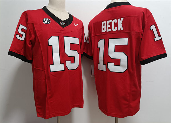 Mens Georgia Bulldogs #15 Carson Beck Nike 2023 F.U.S.E. Elite Red College Football Game Jersey