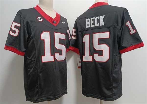 Mens Georgia Bulldogs #15 Carson Beck Nike Black 2023 F.U.S.E. Limited College Football Game Jersey