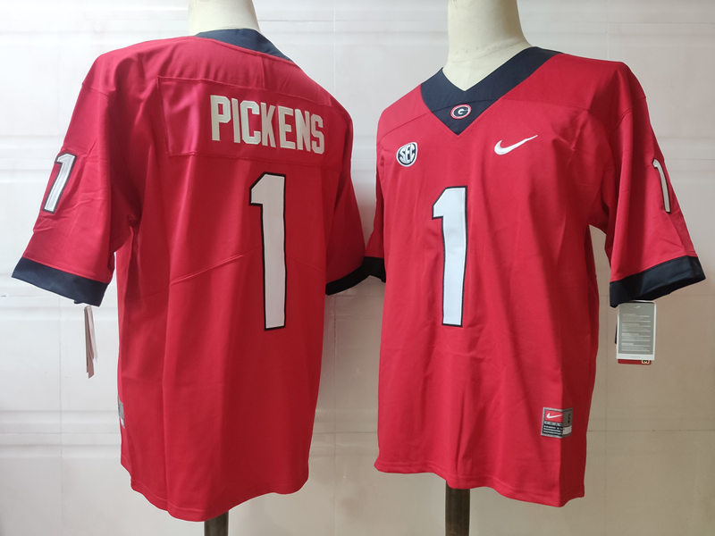 Mens Georgia Bulldogs #1 George Pickens Nike Red Home Game Football jersey