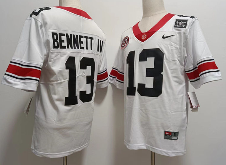 Men's Georgia Bulldogs #13 Stetson Bennett Nike 40th anniversary white alternate football jersey